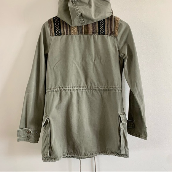 Triple 5 SOUL Y2K long green cargo zip military utility aztec boho 100% cotton - Picture 9 of 16